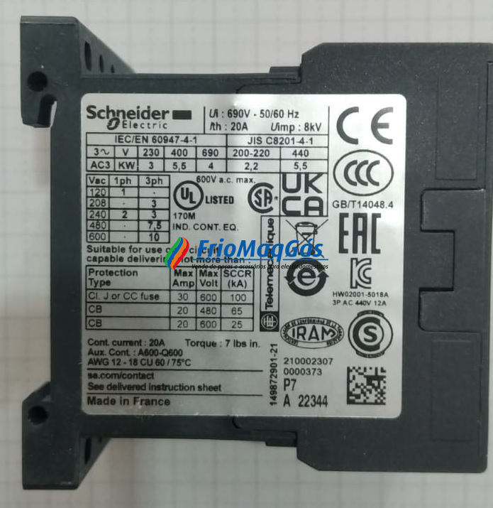 Contactor Schneider LC1K1210P7