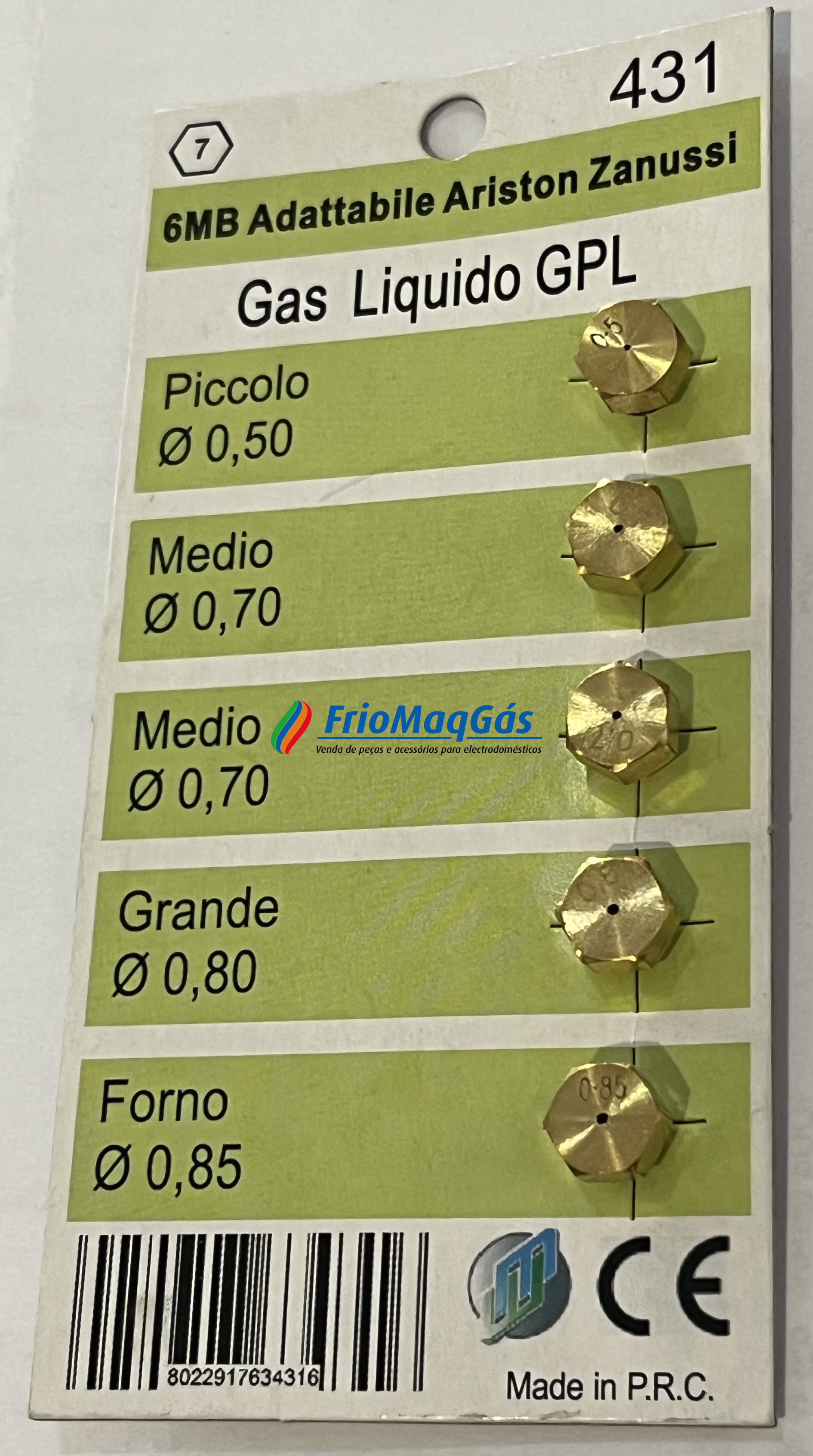 Injector fogão M6 gás butano (Kit 5 unidades)