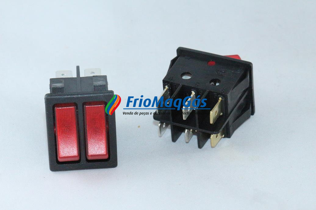 Interruptor duplo 6T vermelho