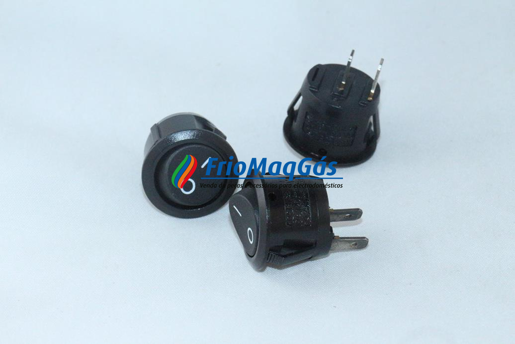 Interruptor redondo preto 2T