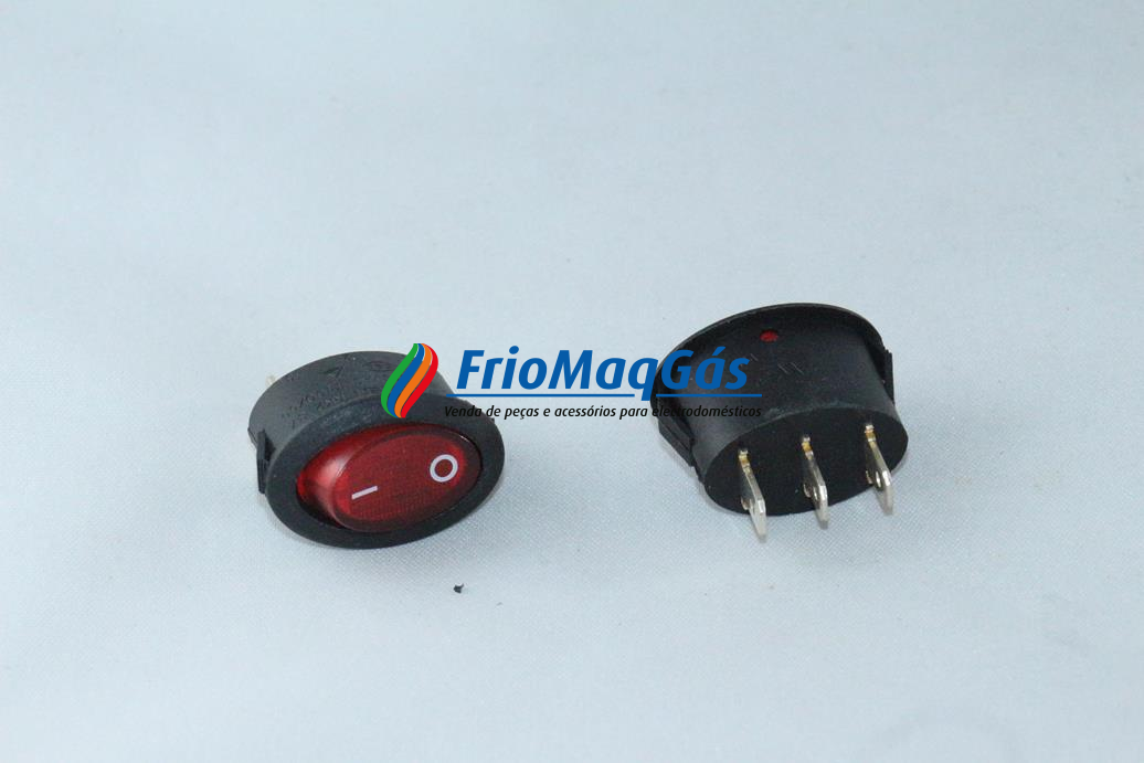 Interruptor vermelho oval 3Terminais